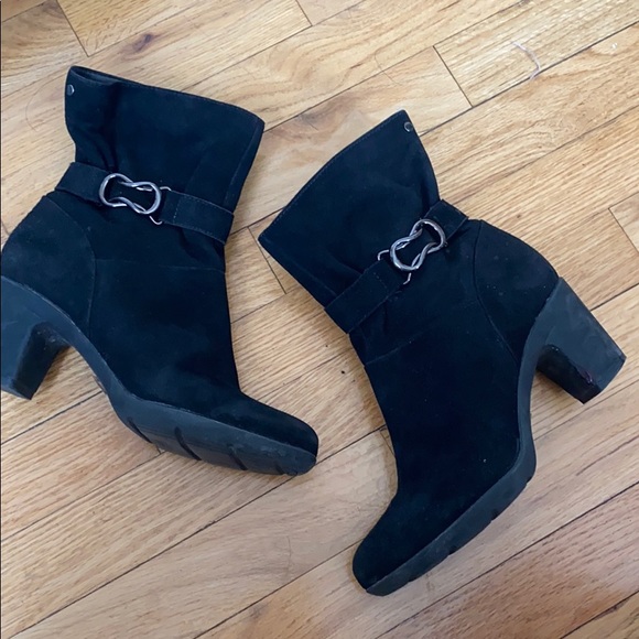 Clarks Shoes Clarks Lucette Holly Black Suede Booties Poshmark